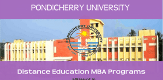 Pondicherry University Distance Education MBA 2025 Pondicherry University Distance Education MBA
